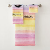 Modern Cool Faux Lashes Rainbow Stripes Bad Handdoek (Insitu)