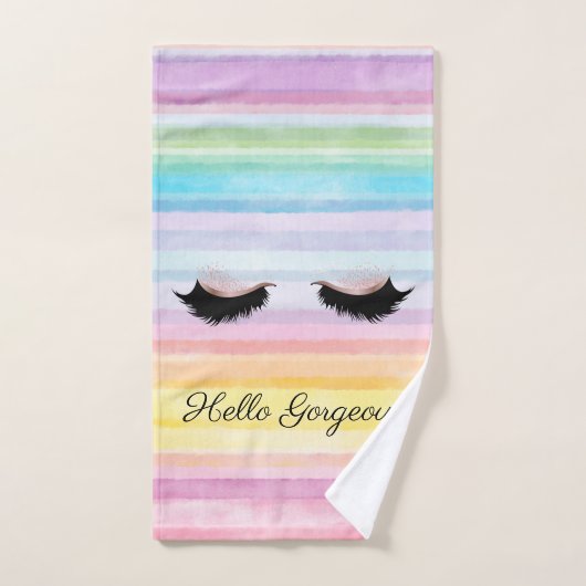 Modern Cool Faux Lashes Rainbow Stripes Bad Handdoek (Handdoek)
