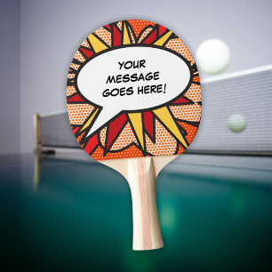 Modern Cool Funny Personalized Speech Bubble Tafeltennisbatje