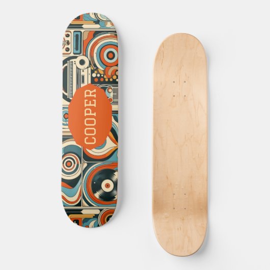 Modern Cool Geometric Forms Quirky Psychedelic Art Skateboard (Voorkant)