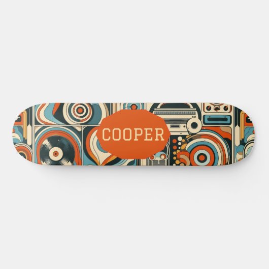 Modern Cool Geometric Forms Quirky Psychedelic Art Skateboard (Horizontaal)