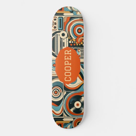 Modern Cool Geometric Forms Quirky Psychedelic Art Skateboard (Voorkant)