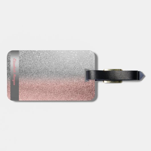 Modern Cool Glitter Bokeh Ombre Stripe Bagagelabel (Achterkant horizontaal)