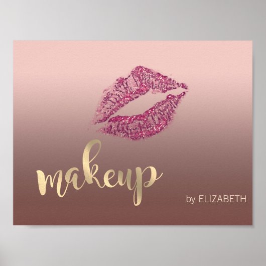 Modern Cool Glittery Lips, Makeup kunstenaar Poster (Voorkant)