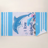 Modern & Cool Ik hou van dolfijnen Quotes Naam Strandlaken (Voorkant)