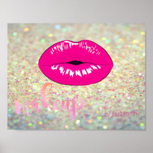 Modern Cool Lips, Glitter Makeup kunstenaar Poster