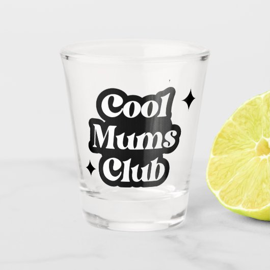 Modern Cool moeders club Retro Groovy Shot Glas (Voorkant)