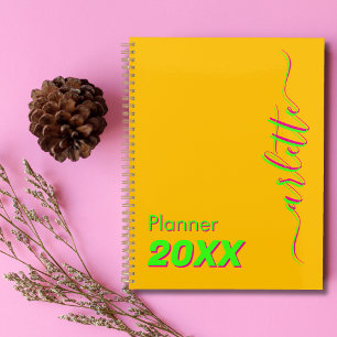 Modern Cool Neon Amber Wekelijks en Maandelijks 20 Planner