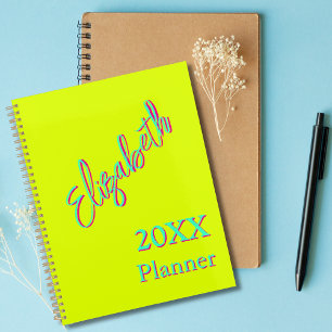 Modern Cool Neon Chartreus Wekelijks en Maandelijk Planner