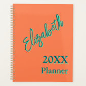Modern Cool Neon Coral Weekly en Maandelijks 2025 Planner (Voorkant)