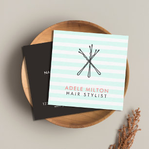 Modern Cool Pastel Bobby Pins Hair Salon Vierkante Visitekaartje