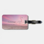 Modern Cool Pink Flamingo Beach Sunset Bagagelabel (Achterkant horizontaal)