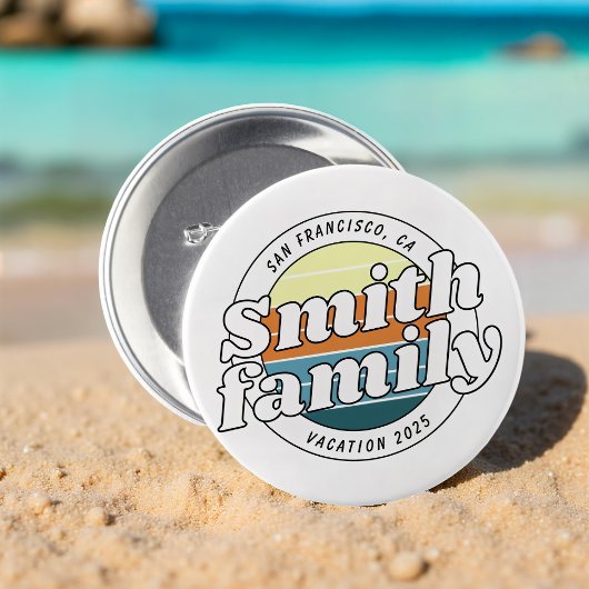 Modern Cool Simple Colorful Family Vacation Ronde Button 7,6 Cm