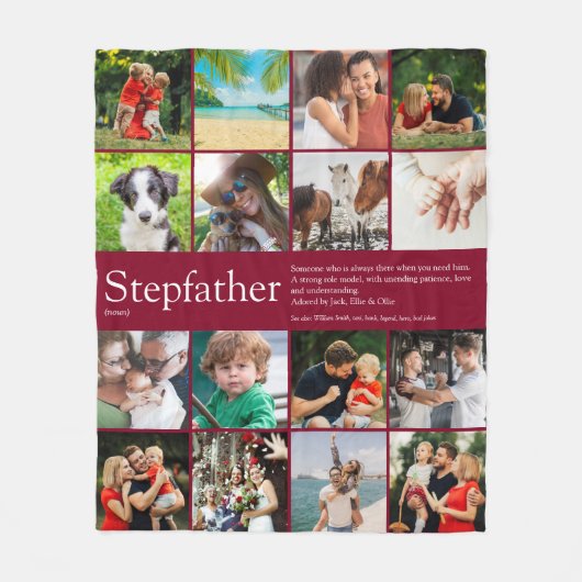 Modern Cool Stepfather Stepdad 16 Foto Collage Fleece Deken (Voorkant)