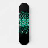 Modern Cool & Trendy Blauwgroen Dot Art Skateboard (Voorkant)