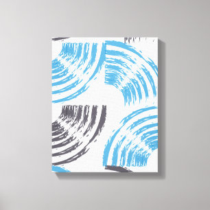 Modern, cool, trendy blue abstract brush strokes canvas afdruk
