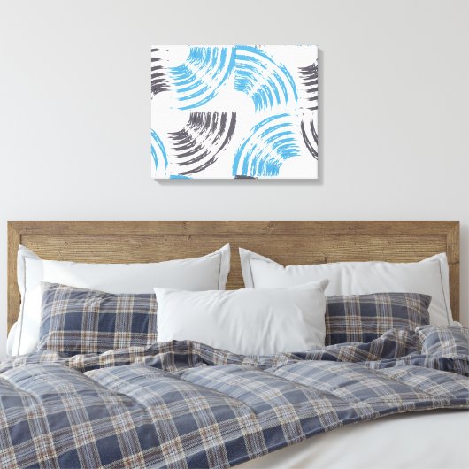 Modern, cool, trendy blue abstract brush strokes canvas afdruk (Insitu (Slaapkamer))
