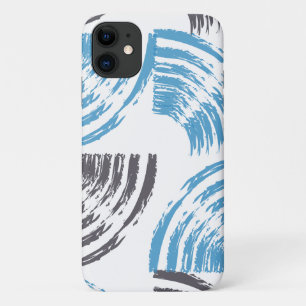 Modern, cool, trendy blue abstract brush strokes iPhone 11 hoesje