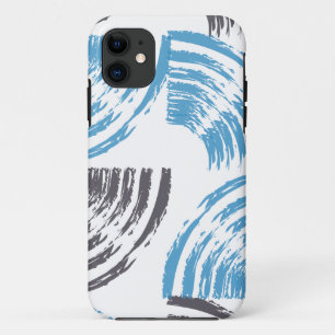Modern, cool, trendy blue abstract brush strokes iPhone 11 hoesje