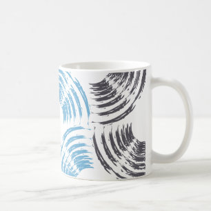 Modern, cool, trendy blue abstract brush strokes koffiemok