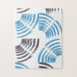 Modern, cool, trendy blue abstract brush strokes legpuzzel
