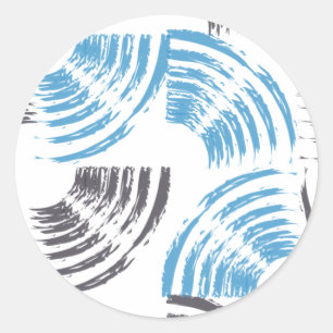 Modern, cool, trendy blue abstract brush strokes ronde sticker