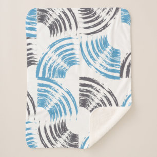 Modern, cool, trendy blue abstract brush strokes sherpa deken