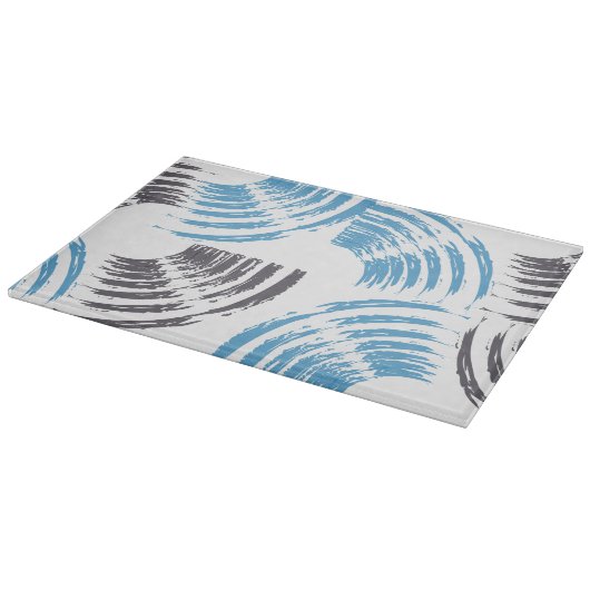 Modern, cool, trendy blue abstract brush strokes snijplank (Hoek)