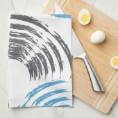 Modern, cool, trendy blue abstract brush strokes theedoek (Quarter Fold)