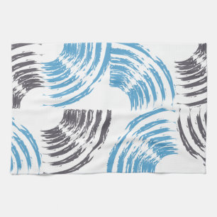 Modern, cool, trendy blue abstract brush strokes theedoek