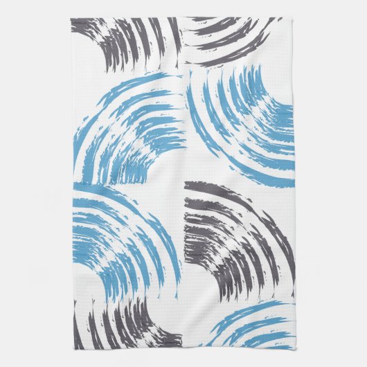 Modern, cool, trendy blue abstract brush strokes theedoek (Verticaal)