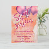 Modern cool waterverf roze sinaasappel zoet 16 kaart (Staand voorkant)