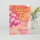 Modern cool waterverf roze sinaasappel zoet 16 kaart (Staand voorkant)