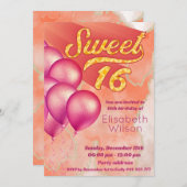 Modern cool waterverf roze sinaasappel zoet 16 kaart (Voorkant / Achterkant)