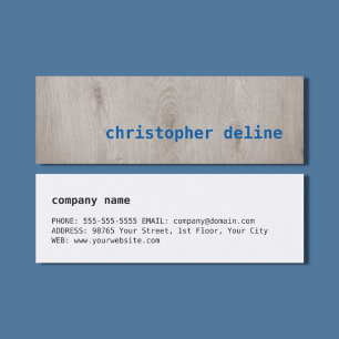 Modern Cool Wooden Blue Consultant Mini Visitekaartje