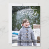 Modern Cool Yule Script Custom Photo Christmas Feestdagenkaart (Voorkant)