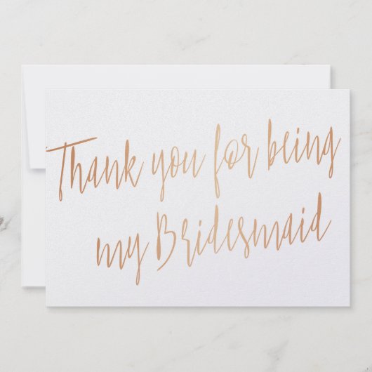 Modern Copper "Bedankt dat je mijn bruidsmeisje be Bedankkaart (Voorkant)