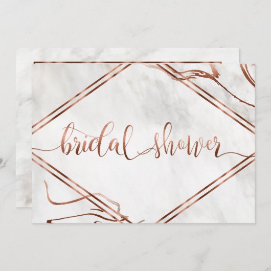 Modern Copper & Italy Marble Wedding Inspiration Kaart (Voorkant / Achterkant)