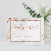 Modern Copper & Italy Marble Wedding Inspiration RSVP Kaartje (Staand voorkant)