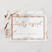 Modern Copper & Italy Marble Wedding Inspiration RSVP Kaartje (Voorkant / Achterkant)