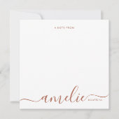 Modern Copper Script Calligrafie Monogram Notitiekaartje (Voorkant)