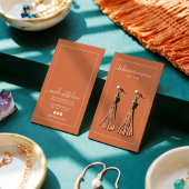 Modern copper white script earring display card