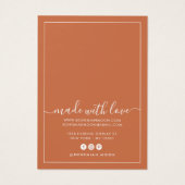 Modern copper white script earring display card (Dos)