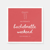 Modern Coquette Bow Script Bachelorette Weekend Servet (Voorkant)