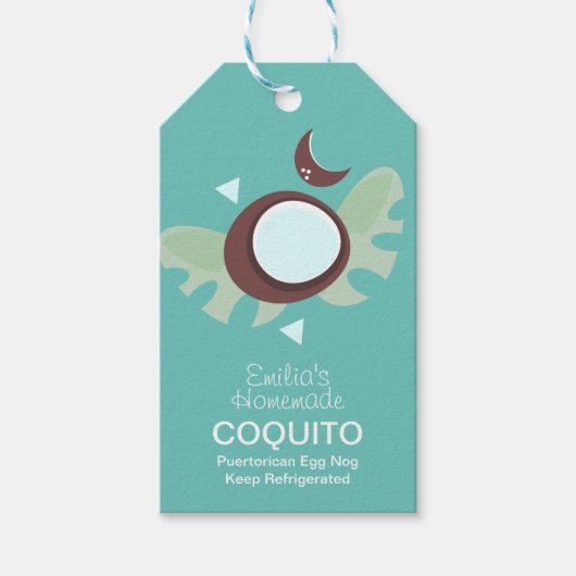 Modern Coquito Recipe Drink Coconut Egg Nog Cadeaulabel (Voorkant)