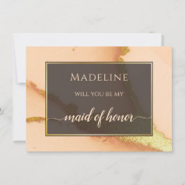 Modern Coral Abstract 💡 Inky Oil Wedding