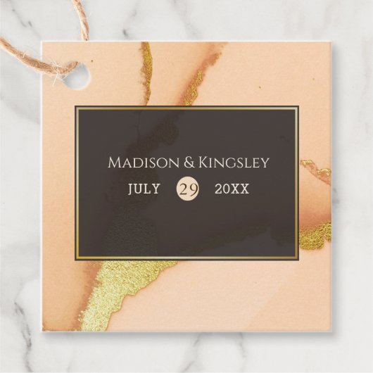 Modern Coral Abstract 💡 Inky Oil Wedding Bedankjes Labels (Voorkant)