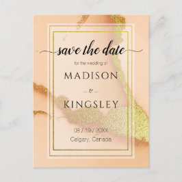 Modern Coral Abstract 💡 Inky Oil Wedding Briefkaart