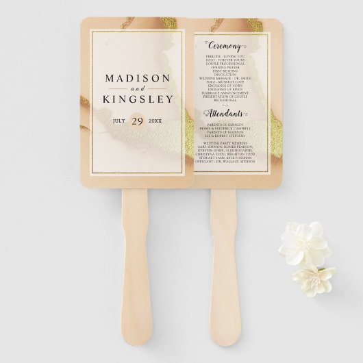 Modern Coral Abstract 💡 Inky Oil Wedding Handwaaier (Voorkant en achterkant)