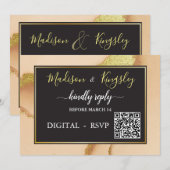 Modern Coral Abstract 💡 Inky Oil Wedding Kaart (Voorkant / Achterkant)